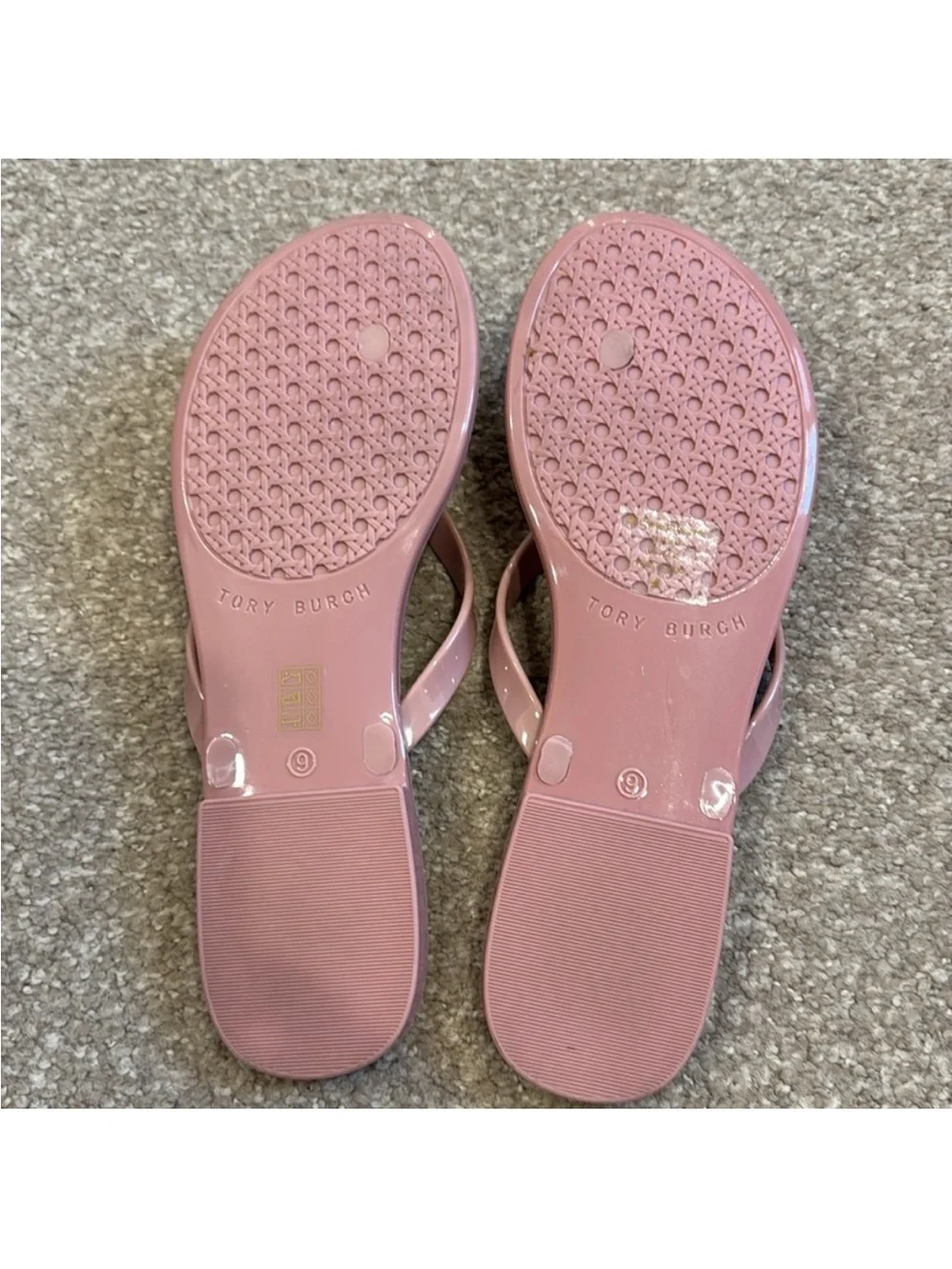 Tory Burch Glossy Pink Logo Flip Flop Sandals Size 9